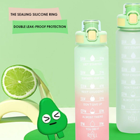Bouteille d'eau en plastique de 1L à dégradé de couleurs, sans BPA, qualité alimentaire, motifs et couleurs personnalisables, vente en gros