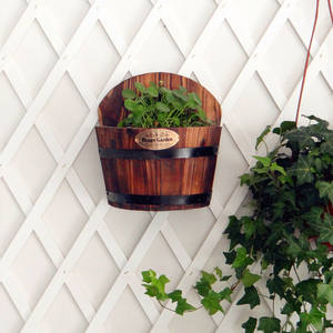 Support de pot de fleurs en bois massif, idyllique, créatif, mural, panier suspendu - Product Image 4