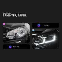 2 phares pour Golf 6 MK6, projecteur LED, lentille de projecteur, 2009-2012, signal dynamique DRL, accessoire automobile