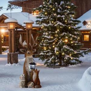 सुंदर हिरण की अगुवाई वाली हल्की प्रतिमा बैटरी संचालित रेसिन बाहरी पैटियो मार्ग क्रिसमस की सजावट के साथ आवासीय उपयोग के लिए आवाज नियंत्रण के साथ - Product Image 3