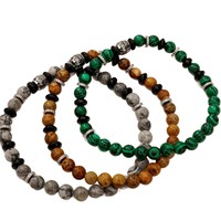 COOL Vente à Chaud Bijoux en Acier Inoxydable Bracelet en Pierre Naturelle pour Femme en Pierre d'Énergie Malachite