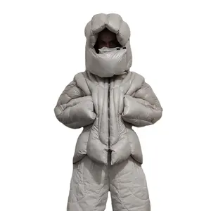 DIZNEW OEM Clothing Wholesale Men's winter thermal jacket puffer oversized hooded zipper down jacket unisex