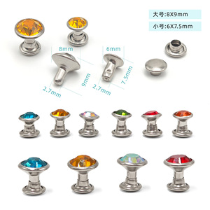 Rivets tubulaires colorés, strass en verre cristal, clous décoratifs durables en cuivre pour sacs et ceintures en cuir, collection Printemps 2024 - Product Image 5