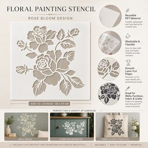 12x12 pouces Designs Bloom Rose pochoirs pour <span class=keywords><strong>peinture</strong></span> bois toile papier tissu murs meubles - Product Image 2