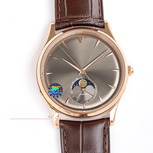 Refined Men's Self-Winding Mechanical Watch Moon Phase <b>Calendar</b> Leather Strap Metal Case for Office Meetings and Casual Occasion - Product Image 1