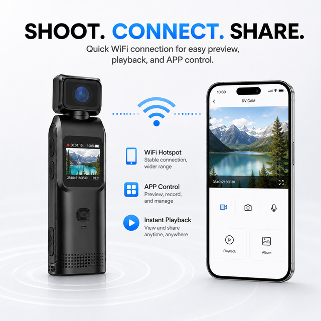 4K Action Cam with Face Tracking EIS Rotating Lens and Smartphone Live Preview