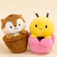 Juguetes de Peluche de Animales Ocultos en Frutas y Verduras, Mini Peluches de Panda, Conejo, Mono, Pollito y Ardilla para Decoración de Escritorio, Regalo para Niños