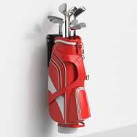Support mural pour sac de golf JH-Mech, OEM, rangement vertical pour garage, fixation par boulons, acier noir thermolaqué, support réglable pour sac de golf