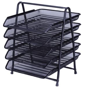 Morden raccoglitore di file di carta multifunzione in metallo a 5 livelli vassoio per documenti con lettera di carta con LOGO personalizzato nero - Product Image 1