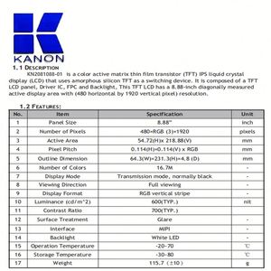 Mới ban đầu 8.8 inch TFT <span class=keywords><strong>LCD</strong></span> màn hình hiển thị 480*1920 Độ phân giải xem đầy đủ <span class=keywords><strong>LCD</strong></span> hiển thị Module - Product Image 6