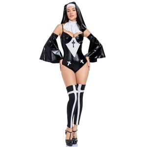 Disfraz <span class=keywords><strong>de</strong></span> Monja <span class=keywords><strong>Sexy</strong></span> Oscuro para Halloween, Tallas M-XL, Mono con Cruz para Fiesta <span class=keywords><strong>de</strong></span> Adultos - Product Image 4
