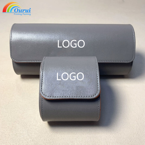 Estuche de lujo para relojes, color gris plata, con forro naranja, logotipo personalizado, de 1 a 3 ranuras, portátil, para viaje, directo de fábrica. - Product Image 3