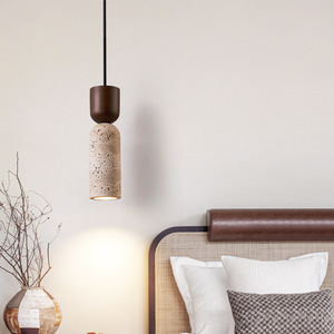 Japanese Wabi Sabi Style Travertine Pendant <b>Light</b> Led Single Head Home Bedroom Entryway <b>Lighting</b> - Product Image 2