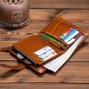 Andong Short Wallet Purse for <b>Men</b> Genuine Cow Leather Retro Fashion <b>Clutch</b> <b>Bag</b> Card Clip Zipper Wallets Man - Product Image 4