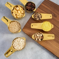 Ensemble de 7 tasses à mesurer en acier inoxydable doré avec échelle gravée, tasses à mesurer à manche court pour la pâtisserie, le café, la farine, gadgets de cuisine