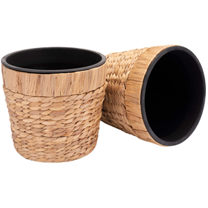 Maceta Tejida de Jacinto de Agua, Cesta para Plantas de Interior, Estilo Rústico, Color Natural, para Decoración del Hogar - Product Image 1