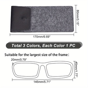 Étui à lunettes en feutre et cuir PU avec fermeture à pression, étui <span class=keywords><strong>de</strong></span> protection pour lunettes <span class=keywords><strong>de</strong></span> vue pour les voyages, étui portable pour lunettes <span class=keywords><strong>de</strong></span> soleil pour femmes - Product Image 4
