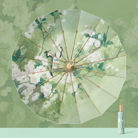 Nouveau 16 os style chinois rétro couleur colle UV parapluie manche en bois massif parasol premium cadeau parapluie