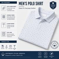Polo de Golf Personalizado con Logotipo, Cuello Rígido, Absorbente de Sudor, Secado Rápido, Poliéster y Spandex, Antiencogimiento, Transpirable, Manga Corta para Hombre