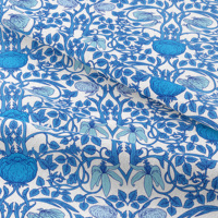 Tissu Popeline Italien 100% Coton Biologique Peigné et Tissé, Respirant, Léger, Transparent, Imprimé Floral pour Robes, Chemises et Vêtements