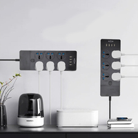 Multiprise Niva T12 avec adaptateur UK US EU et 4 prises USB, prise électrique universelle