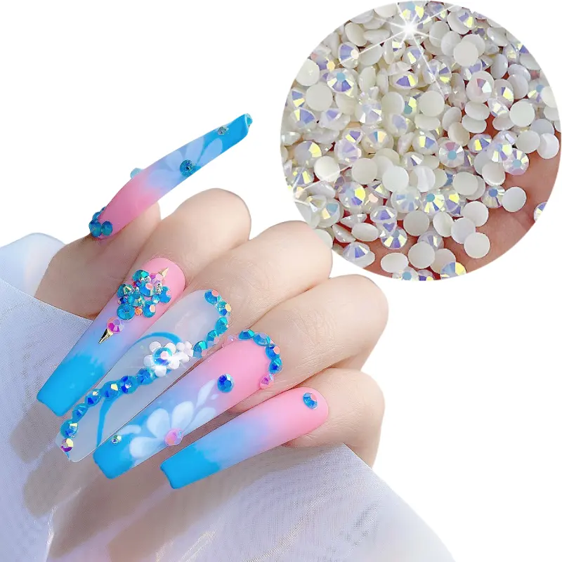 2024 botol indah 3mm/5mm/6mm Resin berlian imitasi kristal belakang datar dekorasi berlian kuku perekat