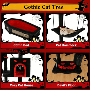 Arbre à <span class=keywords><strong>chat</strong></span> gothique robuste et stable <span class=keywords><strong>pour</strong></span> Halloween, design chauve-souris effrayant, centre d'activités <span class=keywords><strong>pour</strong></span> animaux de compagnie, qualité professionnelle, prix d'usine, vente en gros - Product Image 2
