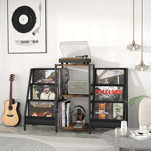 JH-Mech OEM Stockage de disques vinyles Meubles rétro à 3 niveaux Support de tourne-disque en acier au carbone enduit de poudre - Product Image 4