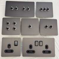 Interrupteur à bascule rétro en acier inoxydable à double pôle avec variateur USB-C 250V 1/2/3 postes 2 voies 10A/20A Courant max. Norme britannique