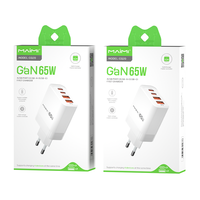 Chargeur GaN portable Maimi EU Travel Pd 65W, adaptateur de charge rapide pour ordinateur portable, multi-ports USB C, chargeurs de téléphone portable de type C