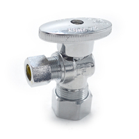 Robinet d'arrêt d'angle à double compression sans plomb CUPC NSF-61, chrome, robinet à 3 voies, robinet d'arrêt de toilette avec 2 poignées