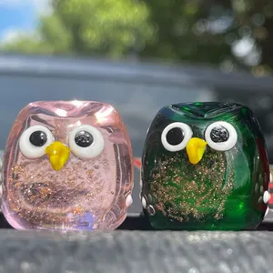 Handmade Glass Thủ công mỹ nghệ trang trí dễ thương Owl bức tượng thủy tinh động vật trang trí cho Bảng trang trí