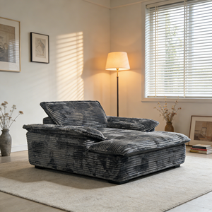 Divano Pieghevole in Velluto a Coste Opaco Grigio Polvere Sfumato, Gambe Pieghevoli, Espansione Rapida, Ideale per Case Piccole e Adatto ai Noleggiatori, MOQ 1 pz - Product Image 1