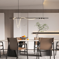 Lustre LED moderne de luxe BGST, grand luminaire suspendu en fer avec arc linéaire pour restaurant, salle à manger, bar, alimentation électrique