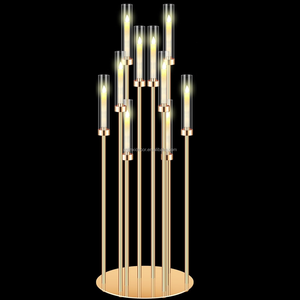 Venta al por mayor moderno oro alto candelabro decoración de Mesa <span class=keywords><strong>10</strong></span> cabezas de hierro Metal boda portavelas elegantes centros de mesa - Product Image 5