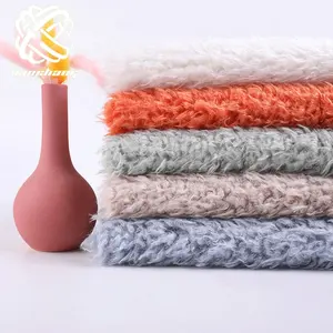Fabric Supplier 100% Polyester For Shoes Soft Curly Faux Teddy Fur Llama Fur Knit Fabric Fake Fur