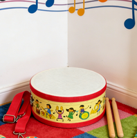 Tambour à main double face de 8 pouces, dessin animé, en bois et peaux en polyester, instrument de percussion professionnel pour la musique et les spectacles de défilés