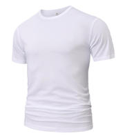 Vente en gros – T-shirt décontracté pour homme, uni, brodé, tricoté, à manches courtes, séchage rapide, respirant, léger, pour sports d'été en extérieur et fitness