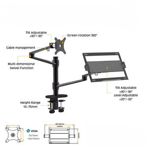 Support universel de bras de moniteur double rotatif à <span class=keywords><strong>360</strong></span> degrés Support de moniteur de <span class=keywords><strong>bureau</strong></span> de haute qualité de marque <span class=keywords><strong>Plateau</strong></span> pour ordinateur portable - Product Image 2