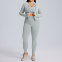 3 ensembles de vêtements de sport pour femmes, très demandés, comprenant des vestes zippées décontractées ajustées et des leggings, grandes tailles, pour la gym, l'entraînement, le fitness et le yoga