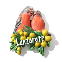 Großhandel Teneriffa Lanza rote Bulgarien Margarita ville Papagei Harz Souvenir Kühlschrank Magnet Custom für Reise geschenk Dekorativ
