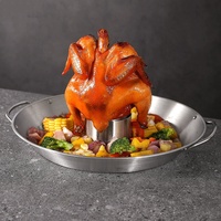 Support de rôtissoire à poulet en acier inoxydable pour barbecue, accessoires de grillade verticaux, panier pour légumes