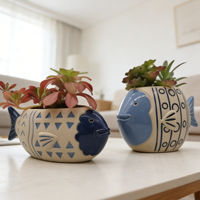 FANGSHENG Mini pots à fleurs en céramique émaillée en forme de poisson pour plantes succulentes, pour la maison, le bureau, les mariages et les jardins