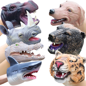 Marioneta de mano vívida vinilo tiburón <span class=keywords><strong>tigre</strong></span> oso hipopótamo perro Animal marionetas para niños juego de simulación - Product Image 1