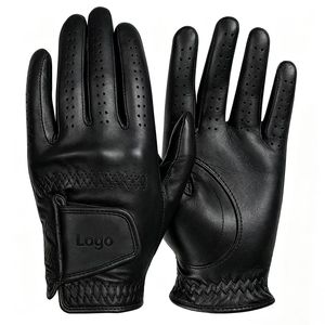 Gants de golf pour hommes en cuir de mouton Cabretta avec logo personnalisé, respirants, antidérapants, perforés, à doigts complets, vente en gros OEM - Product Image 4