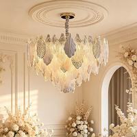 Lustre en verre en forme de plume, luminaire suspendu rond de luxe pour salle de mariage, banquet, villa, éclairage intérieur