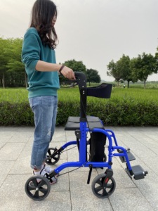 Tiantonia — trotteur médical à <span class=keywords><strong>4</strong></span> <span class=keywords><strong>roues</strong></span>, marcheur et fauteuil roulant deux en 1, en aluminium, tr08 - Product Image 4