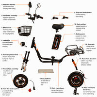 Sepeda Listrik Baterai Lithium 60V25AH 800W Starter Tanpa Kunci 3 Kecepatan Lampu LED Sein Depan Belakang Rangka Besi Depan Belakang