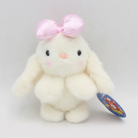 Peluches, jouets en peluche animaux, poupées, lapin rose avec nœud, porte-clés lapin en peluche, porte-clés lapin moelleux pour machine à griffes, jouets en peluche animaux en peluche