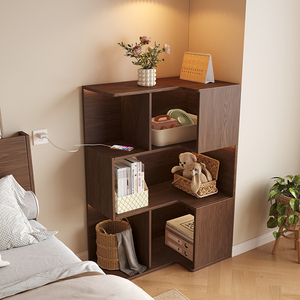 Estantería de esquina de madera maciza XHA color roble, estantería de almacenamiento de varias capas para la sala de estar del hogar - Product Image 1